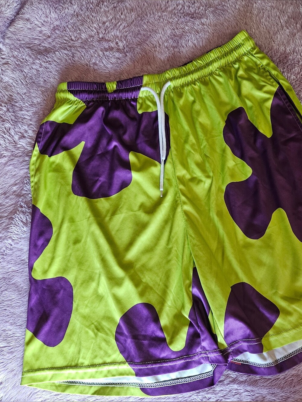 Lime Green & Purple Patrick Star Spongebob Basketball Shorts